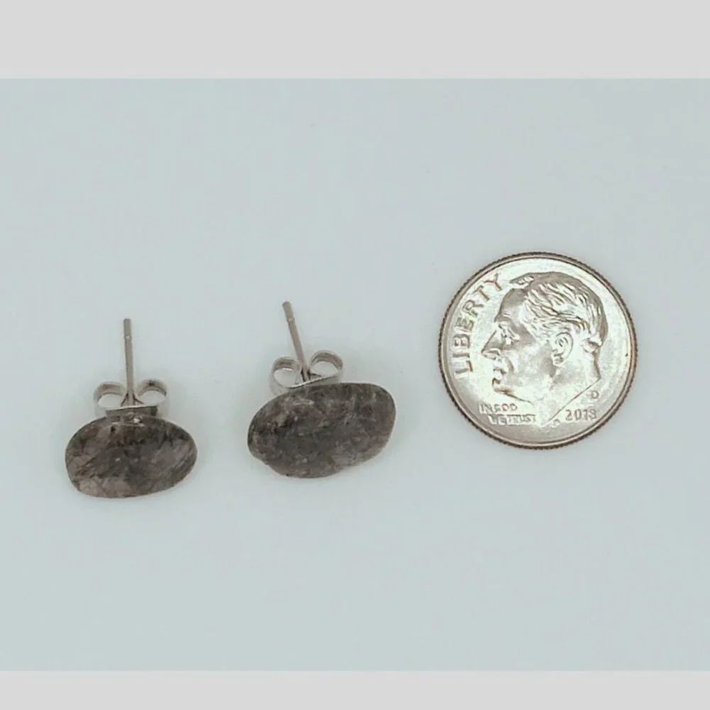 Sunstone & Rutilated Quartz Crystal Stud Earring Bundle – 2 Pairs | Handmade